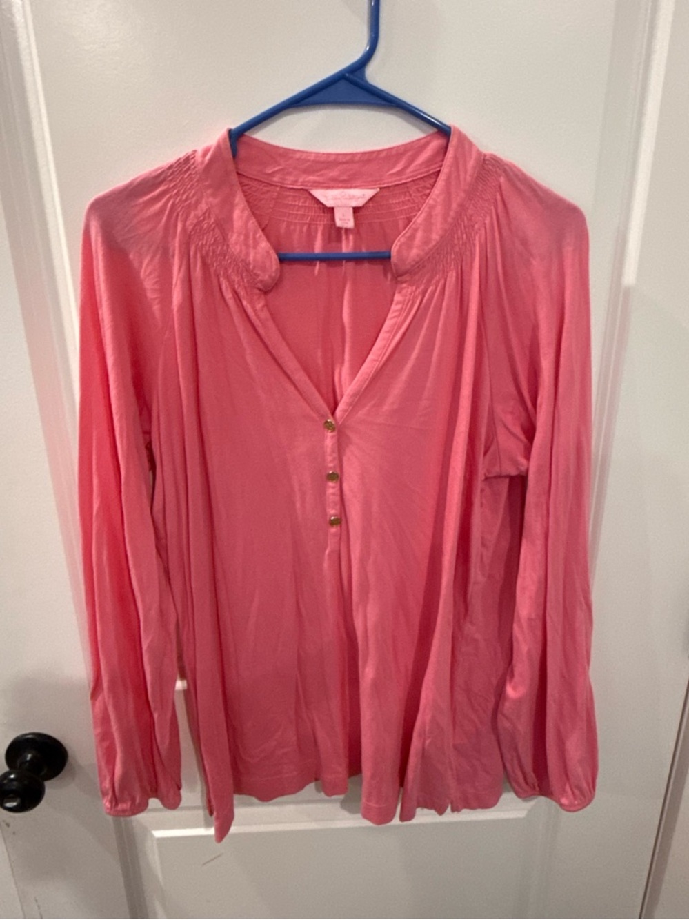 Lilly Pulitzer Coral-Pink Long Sleeve V-Neck Tunic